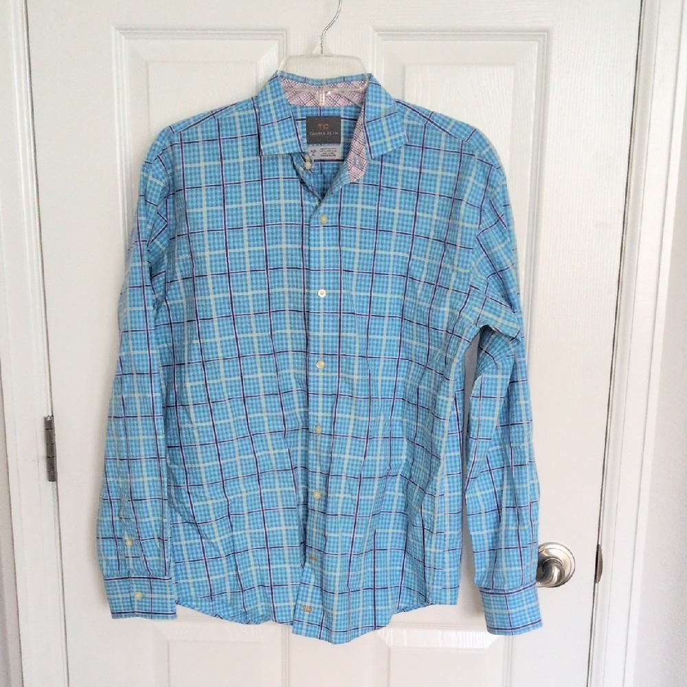 Thomas Dean Boys Plaid Long Sleeve Button Down - XL 18/20